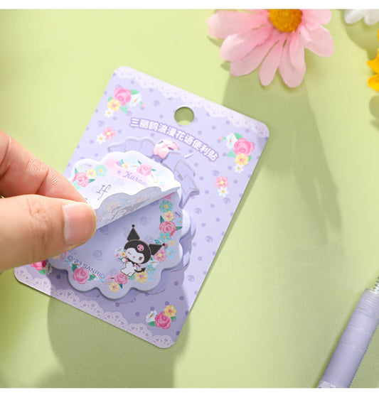 Sanrio Romantic Flower Memo Pad | My Melody Kuromi Cinnamoroll Pochacco - 30 Sheets KawaiiGiftLand