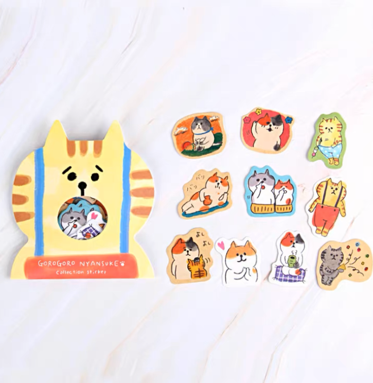 Japan Nyansuke Lovely Cat Sticker Set - 10 Style 30 Pieces KawaiiGiftLand