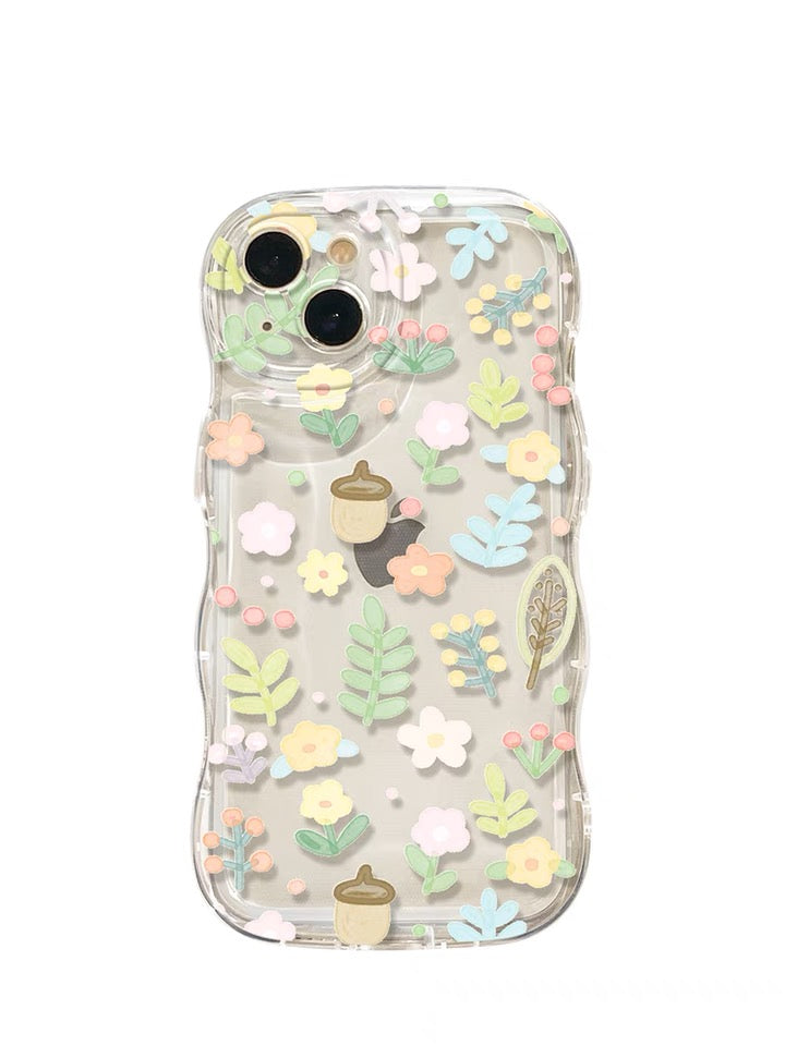 Chiffons Case with Bracelet Flowers with Pine Cones Forest iPhone case Kawaii Lovely Cute Lolita iPhone 7 8 PLUS XS XR X 11 12 13 14 15 Pro Promax KawaiiGiftLand