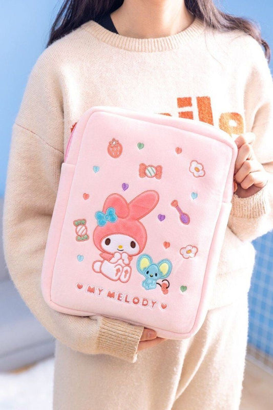 Sanrio iPad Bag & Laptop Bag | Hello Kitty My Melody Kuromi - with embroidery KawaiiGiftLand