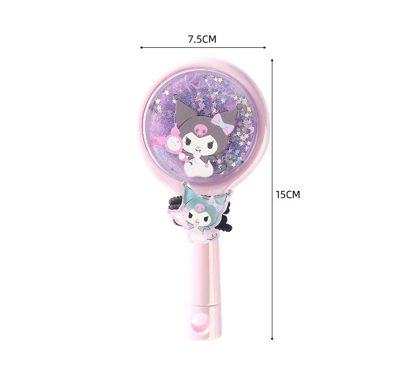 Sanrio Glitter QuickSand Paddle Brush Comb | My Melody Kuromi Cinnamoroll Pochacco - with Hair Tie Set KawaiiGiftLand