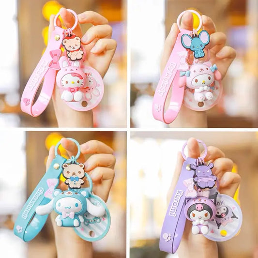 Sanrio Cute Animal Wear Keychain | Hello Kitty My Melody Kuromi Cinnamoroll Pompompurin