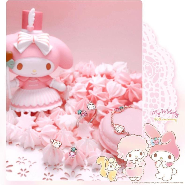 Sanrio My Melody with Strawberry 45th Annversary 925 Earrings Rosegold Silver with Box KawaiiGiftLand