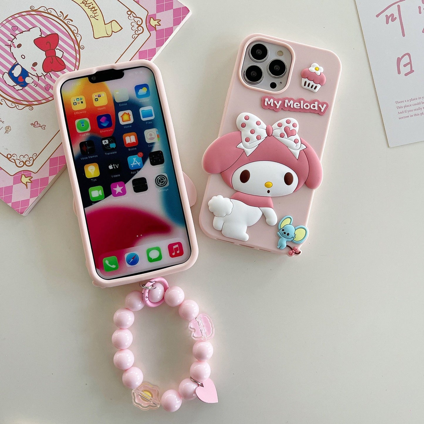 Big MM My Melody Light Pink Soft iPhone Case 11 12 13 14 15 Pro Promax KawaiiGiftLand