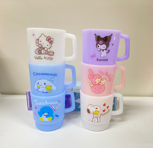 Japan Sanrio Plastic Cup 330ml | Hello Kitty My Melody Kuromi Cinnamoroll Tuxedosam Snoopy - Can use on Hot Drink 130C KawaiiGiftLand