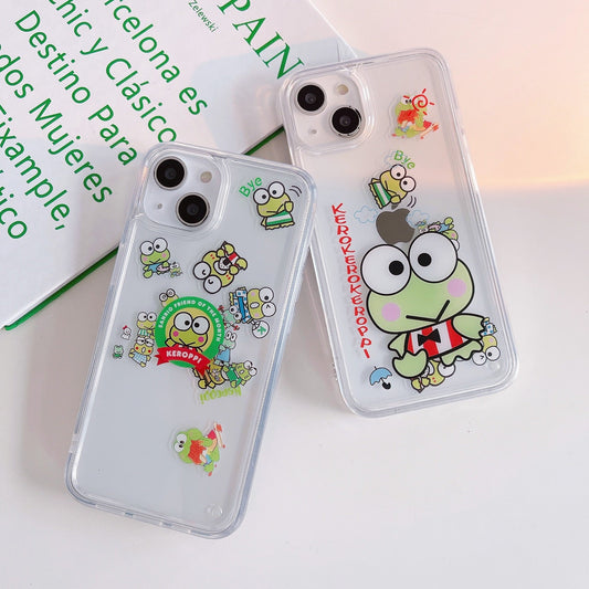 Japanese Cartoon Keroppi KP QuickSand iPhone Case 15 14 13 12 11 XS XR Pro Max Plus KawaiiGiftLand