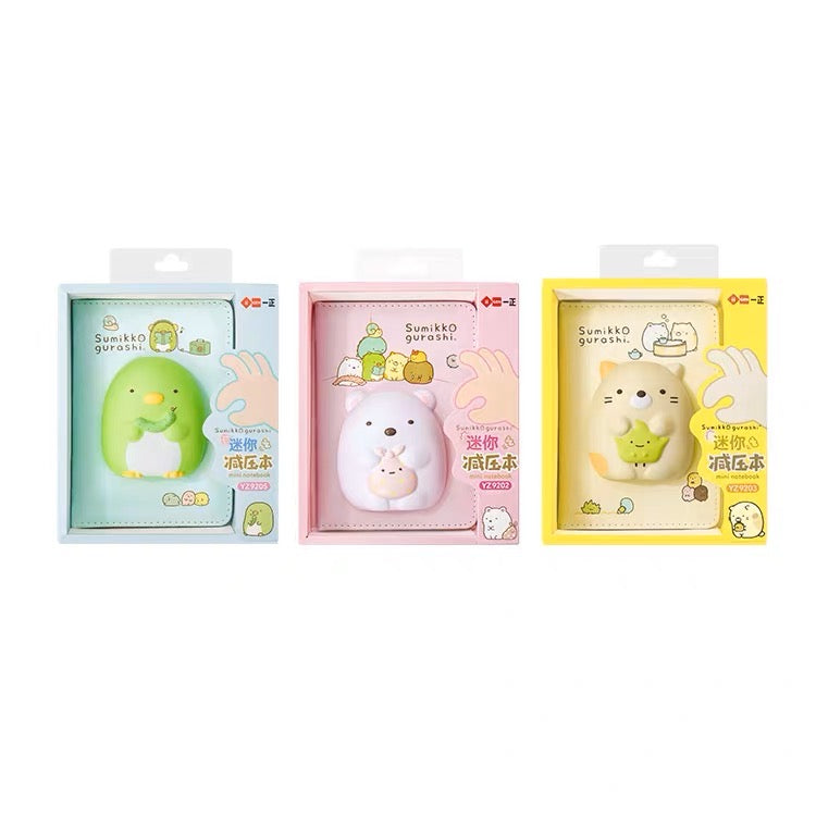 San-X Sumikko Gurashi Mini Stress Relief PU Toys with Notebook | Shirokuma Neko Penguin? - Colour Pages KawaiiGiftLand