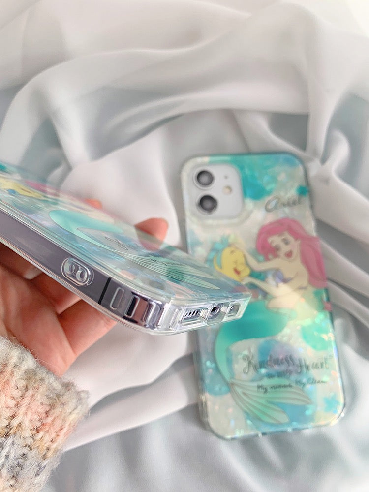 2023 New Design Mermaid Girl Ariel with friend Princess Laser iPhone Case 12 13 14 15 Pro Promax KawaiiGiftLand