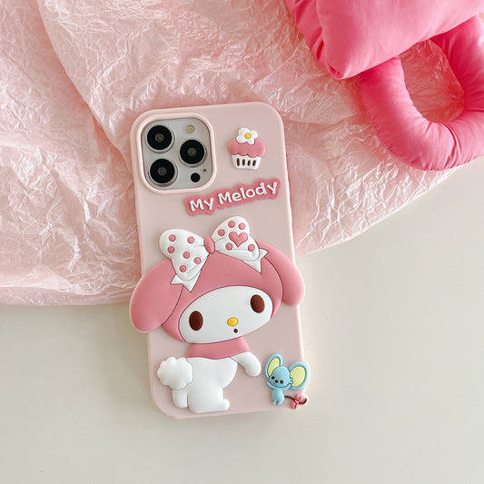 Big MM My Melody Light Pink Soft iPhone Case 11 12 13 14 15 Pro Promax KawaiiGiftLand