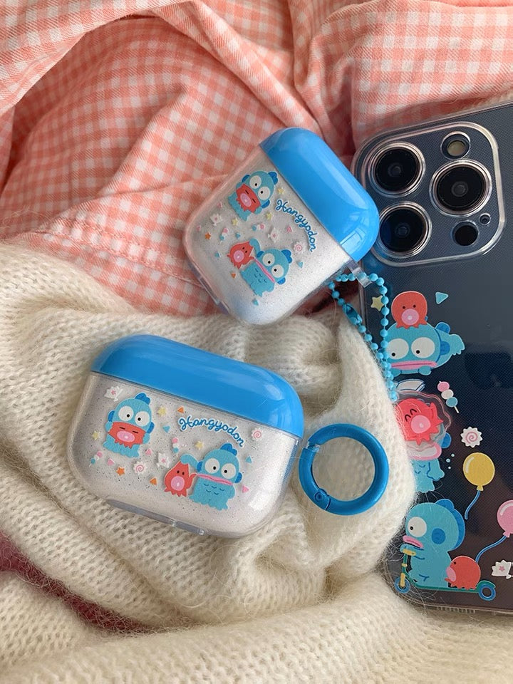 Japanese Cartoon Hangyodon with friends AirPods AirPodsPro AirPods3 AirPodsPro2 Case White and Blue KawaiiGiftLand