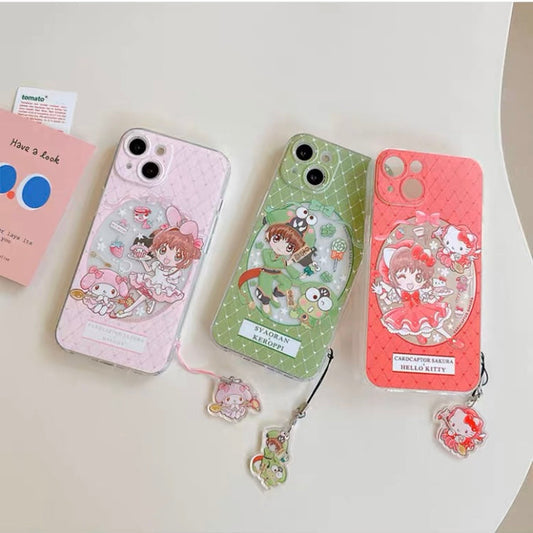 Japanese Cartoon CardCaptorSakura Cafe Maid Laser Version with KT MM KP iPhone Case 6 7 8 PLUS SE2 XS XR X 11 12 13 14 15 Pro Promax 12mini 13mini KawaiiGiftLand