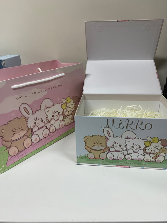 Mikko illustration Gift Box with Gift Bag Bear Latte Dog Souffie Kitten Mousse Rabbit Cammy KawaiiGiftLand