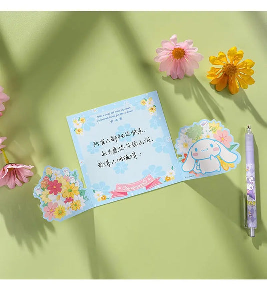 Sanrio Romantic Flower Greetings Card | My Melody Kuromi Cinnamoroll Pochacco - KawaiiGiftLand