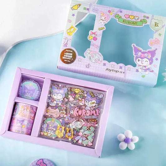 Sanrio Hello Kitty My Melody Kuromi Cinnamoroll - JK School Uniform Stickers, Tapes and Clip Gift Set for Diary NoteBook