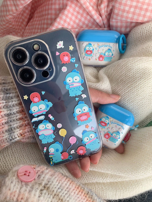 Japanese Cartoon Hangyodon with friends Soft Case iPhone Case XR XS X 11 12 13 14 15 Pro Promax Plus mini KawaiiGiftLand