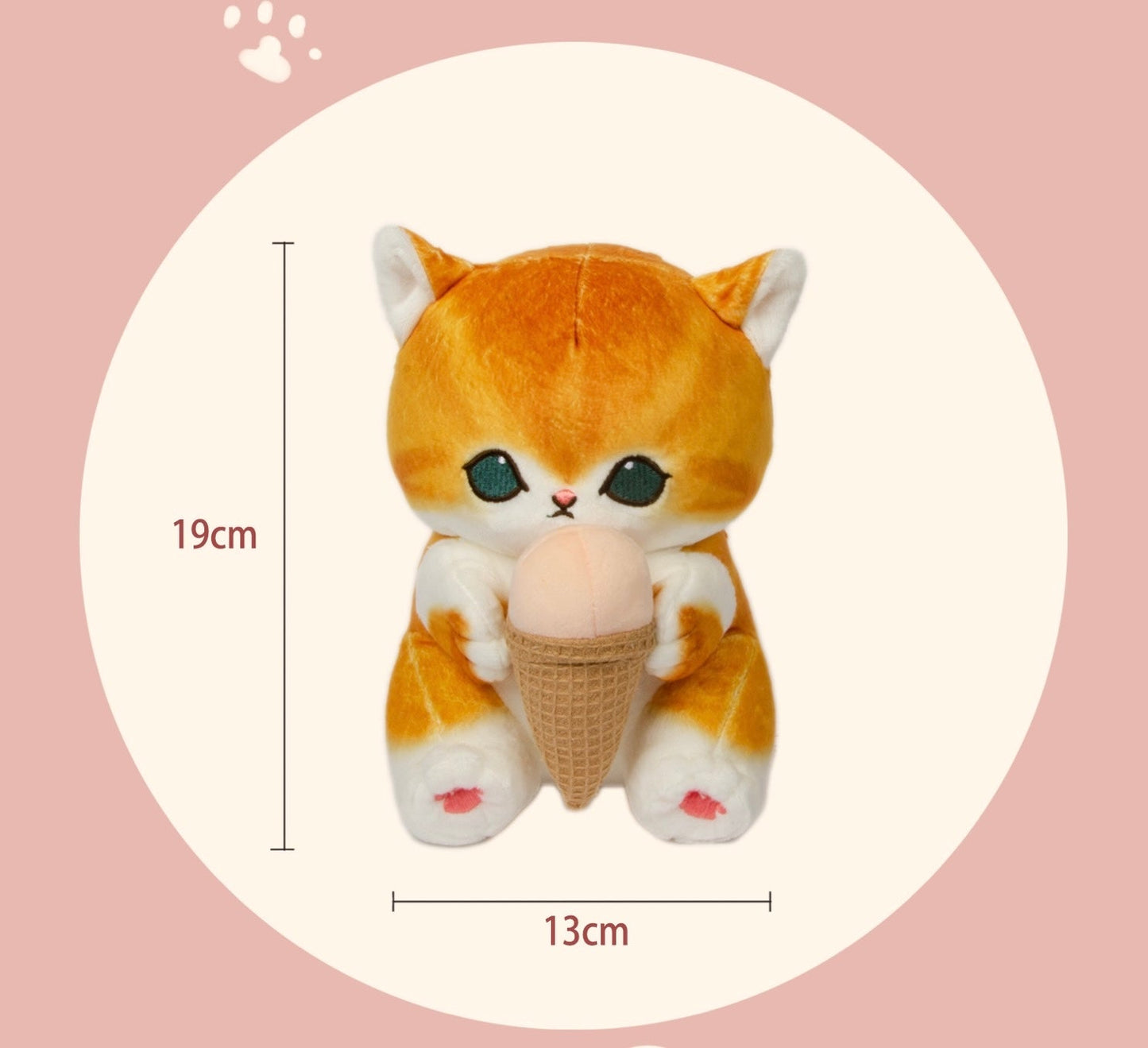 Japan Artist Mofusand Cat Neko with Ice Cream 13 x 19cm Mascot Plush Doll KawaiiGiftLand