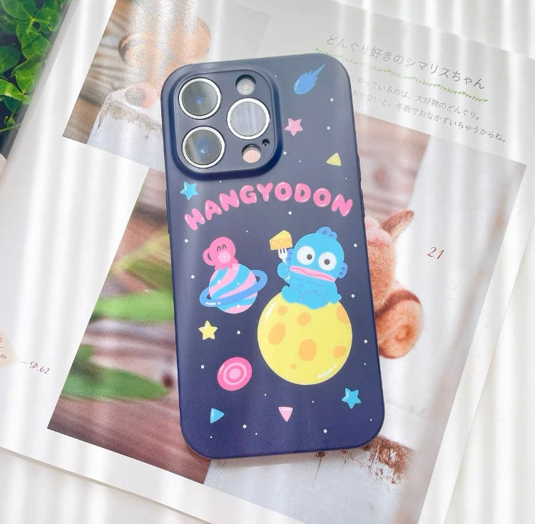Japanese Cartoon Hangyodon 3 Style | Blue Checkered Space Simple - Soft Case iPhone Case 12 13 14 Pro Promax Plus KawaiiGiftLand