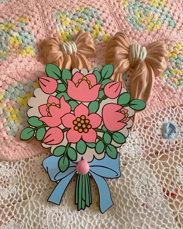 Handmade Kawaii Lovely 1950s Style 50s Bouquet Flowers Wood Hook Decoration Cute Style - for Children Girlish Lolita Room Decoration KawaiiGiftLand