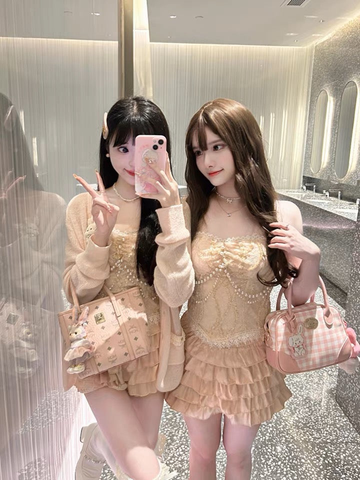 Mikko illustration Vintage Style Limited Edition Bag with Leather Keychain Bear Latte Dog Souffie Kitten Mousse Rabbit Cammy KawaiiGiftLand