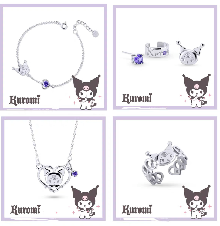 Sanrio Kuromi I.Love.Kuromi 925 Silver Ring with Ring Box KawaiiGiftLand