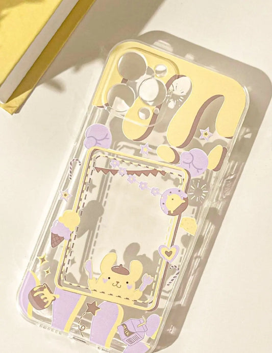 Japanese Cartoon PN Pompompurin with Dessert Photo Frame iPhone Case 6 7 8 PLUS SE2 XS XR X 11 12 13 14 15 Pro Promax 12mini 13mini
