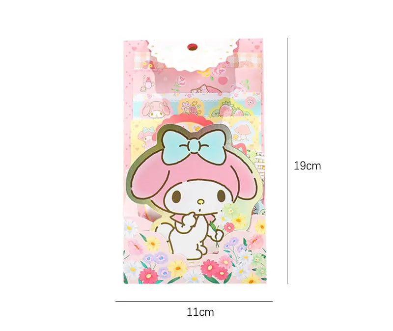 Sanrio Romantic Flower Stickers and Memo DIY Set | My Melody Kuromi Cinnamoroll Pochacco - KawaiiGiftLand