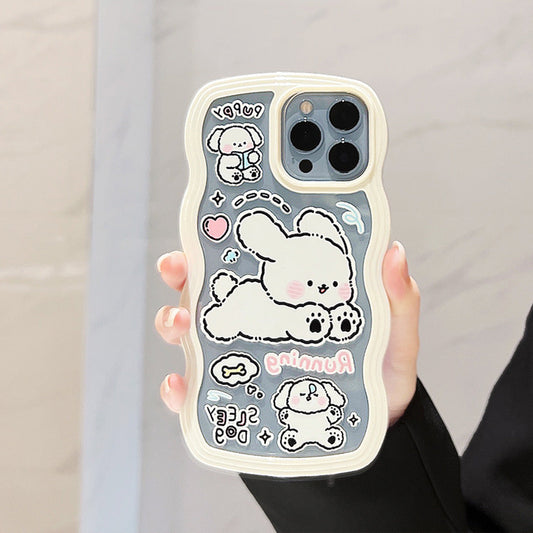 Cream Puppies Running Cute Korea Style iPhone case Kawaii Lovely Cute Lolita iPhone 6 7 8 PLUS SE2 XS XR X 11 12 13 14 Pro Promax 13mini KawaiiGiftLand