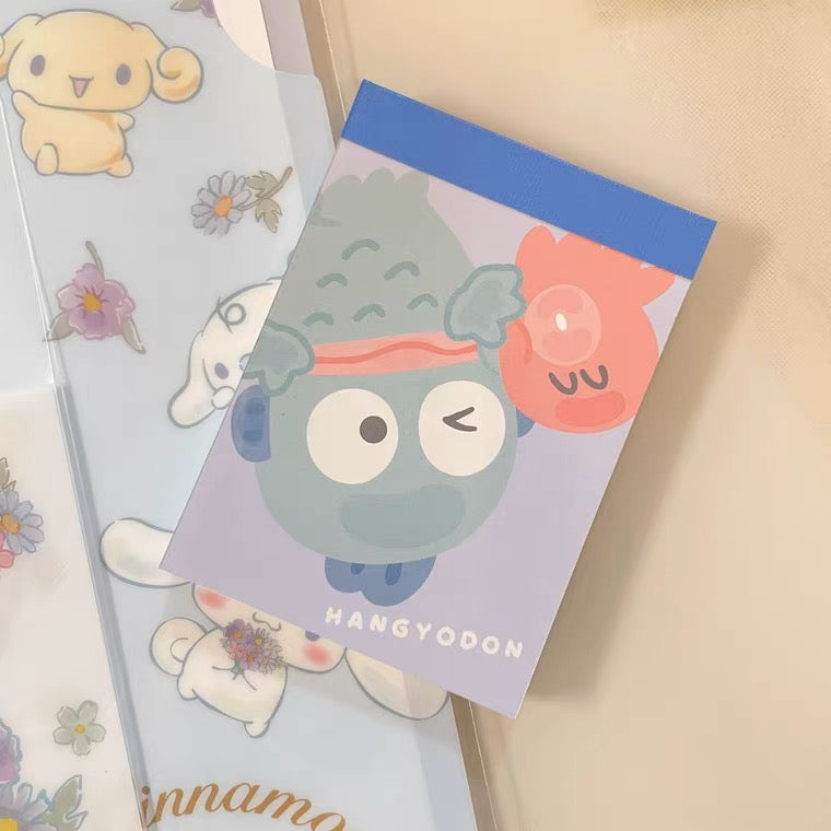 Japan Sanrio On Glass Memo Pad | Kuromi Cinnamoroll Pochacco Hangyodon - 2 Style 60 Sheets KawaiiGiftLand