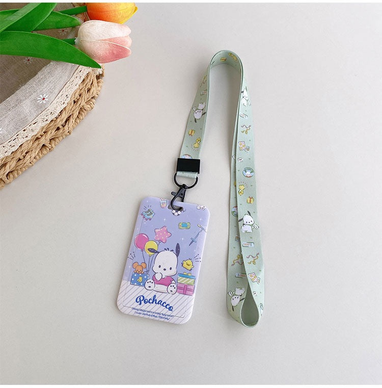 Sanrio Hello Kitty My Melody Kuromi Little Twin Stars Cinnamoroll Pompompurin Pochacco Card Badge Holder with Lanyards KawaiiGiftLand