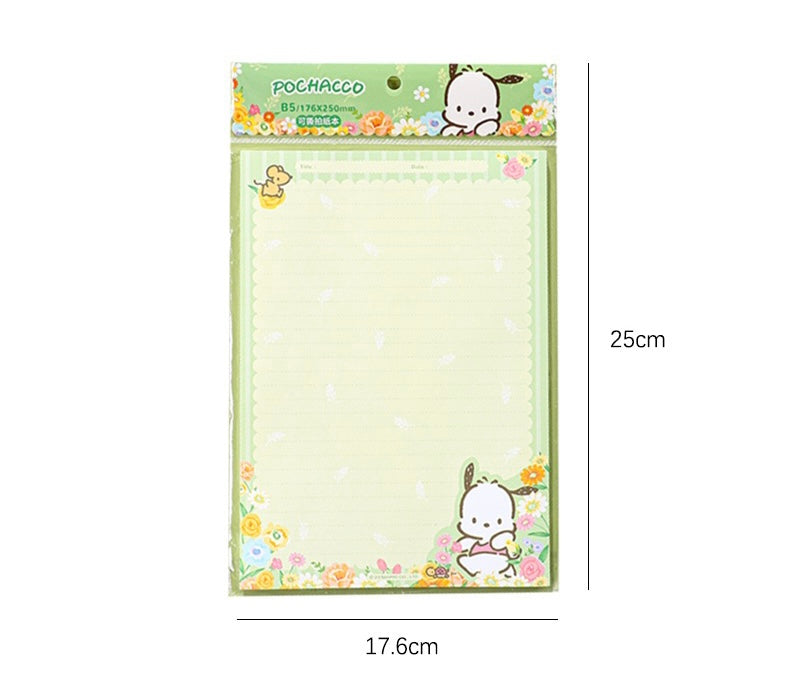 Sanrio Romantic Flower B5 Letter Memo Paper | My Melody Kuromi Cinnamoroll Pochacco - 60 Sheets KawaiiGiftLand