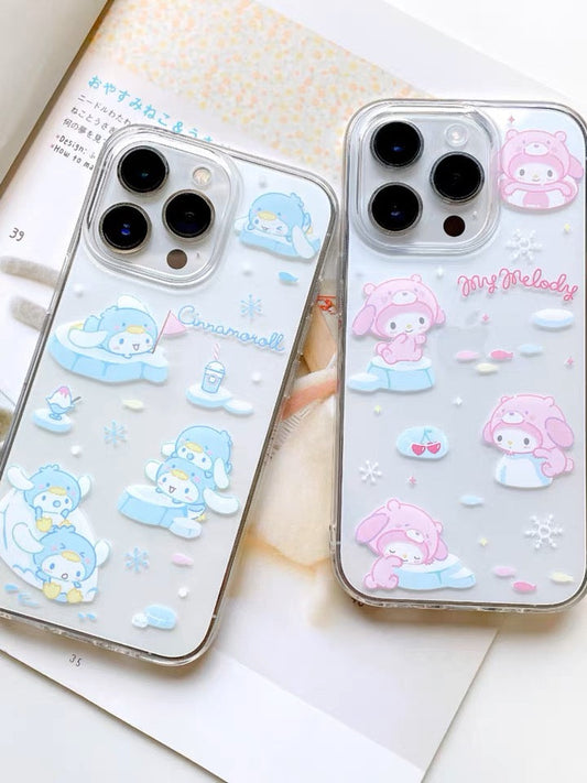 Sanrio Lovely Seal on Ice | Hello Kitty My Melody Kuromi Cinnamoroll Pochacco Hangyodon iPhone Case PLUS SE2 11 12 13 14 15 Pro Promax 12mini 13mini KawaiiGiftLand