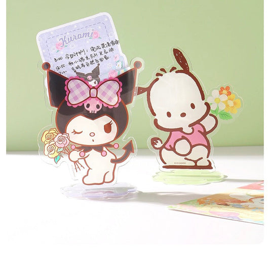 Sanrio Romantic Flower Big Acrylic Stand with Clip | My Melody Kuromi Cinnamoroll Pochacco KawaiiGiftLand
