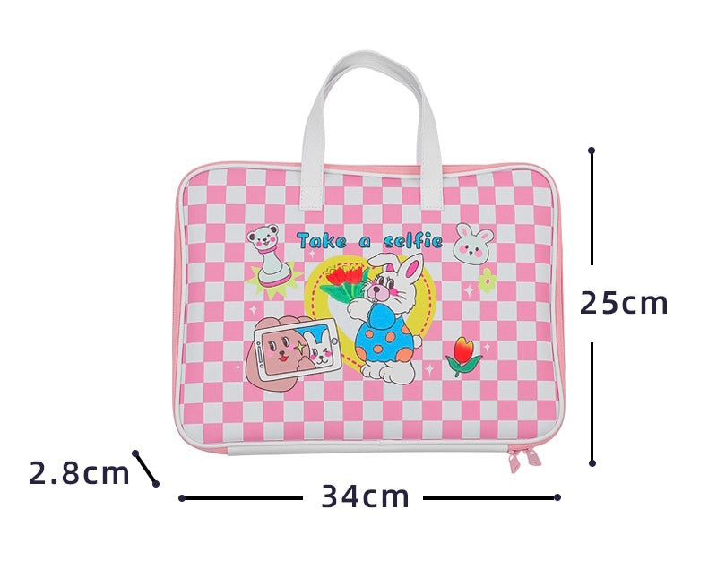Kawaii Vintage 60s Style Pink & Purple Rabbit Take a Selfie 13 13.3 inches Laptop Bag KawaiiGiftLand