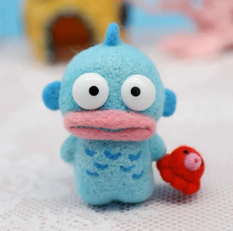 Handmade Wool Felt DIY Craft Kit Set | Sanrio KeyChain - Hangyodon Wool Felting