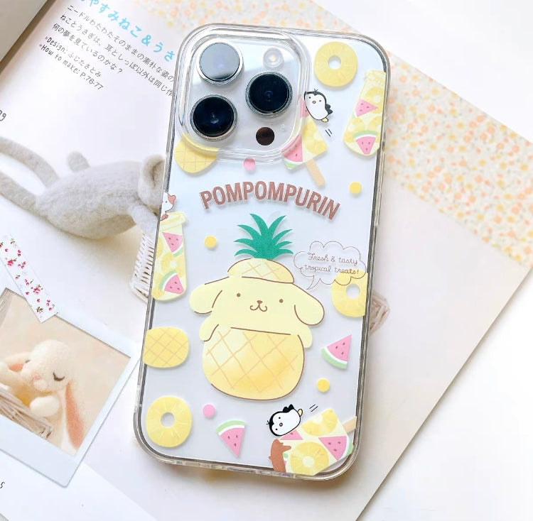 Sanrio Summer Fruit | My Melody Cinnamoroll Pompompurin - Soft Case iPhone Case 11 12 13 14 15 16 Pro Promax Plus mini Se3 KawaiiGiftLand