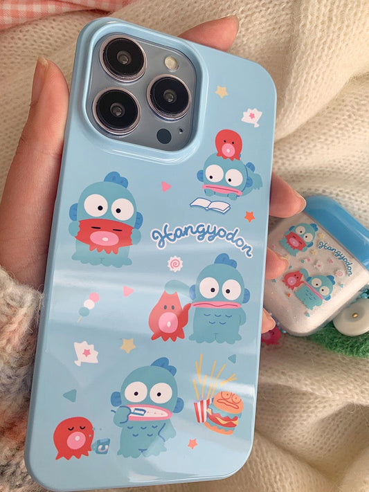 Japanese Cartoon Hangyodon with friends iPhone Case XR XS X 11 12 13 14 15 Pro Promax Plus KawaiiGiftLand