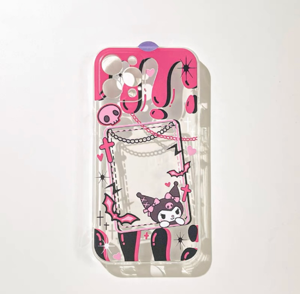 Japanese Cartoon Kuromi KU with Dessert Photo Frame iPhone Case 6 7 8 PLUS SE2 XS XR X 11 12 13 14 15 16 Pro Promax 12mini 13mini KawaiiGiftLand