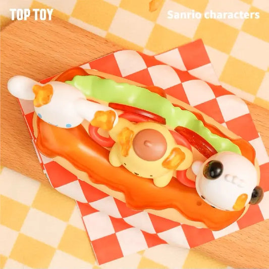 Sanrio Cinnamoroll Pompompurin Pochacco Delicious Hot Dog Figure Toy Collection - with Mobile Holding Lanyards