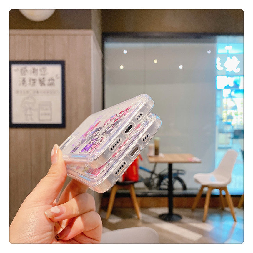 Japanese Cartoon Pink Monster Starkabi MM KU QuickSand iPhone Case SE2 15 14 13 12 11 XS XR Pro Max Plus KawaiiGiftLand