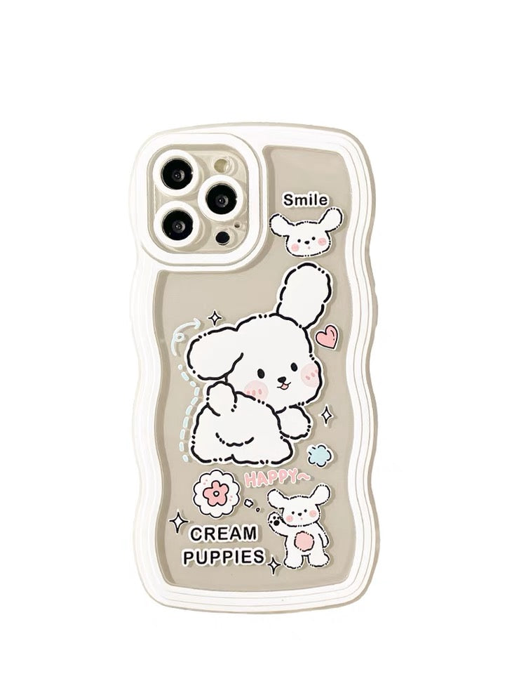 Cream Puppies Cute Korea Style iPhone case Kawaii Lovely Cute Lolita iPhone 6 7 8 PLUS SE2 XS XR X 11 12 13 14 15 Pro Promax 13mini KawaiiGiftLand