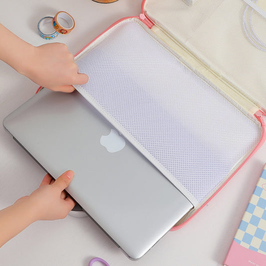 Kawaii Vintage 60s Style Pink & Purple Rabbit Take a Selfie 13 13.3 inches Laptop Bag KawaiiGiftLand