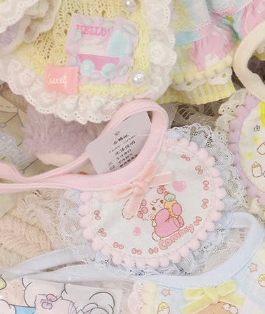 Mikko illustration Cat Dog Collar | Bear Latte Dog Souffie Kitten Mousse Rabbit Cammy - Lovely Cotton Lace Accessory Neck Wear for Kitty Cat Puppy Dog Bunny Rabbit KawaiiGiftLand