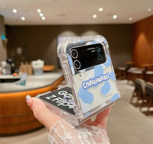 Japanese Cartoon Samsung Galaxy Z Flip 3 4 W23 Filp KT MM CN PN PC Phone Case Hello Kitty My Melody Cinnamoroll Pompompurin Pochacco