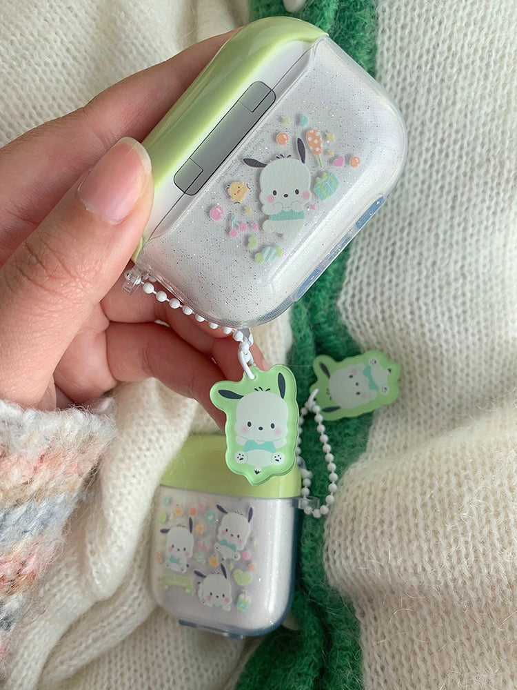 Japanese Cartoon Pomponpurin Pochacco PN PC with friends AirPods AirPodsPro AirPods3 AirPodsPro2 Case White and Yellow Green KawaiiGiftLand