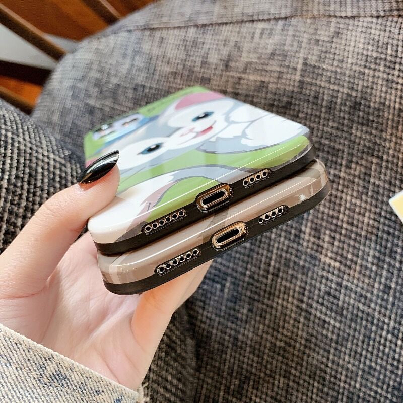 Cartoon Design Cute Teddy Bear Rabbit Cat with friends iPhone Case 11 12 13 14 Pro Promax mini KawaiiGiftLand