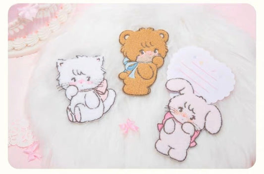 Mikko illustration Big Embroidery Sticker Bear Latte Kitten Mousse Rabbit Cammy KawaiiGiftLand