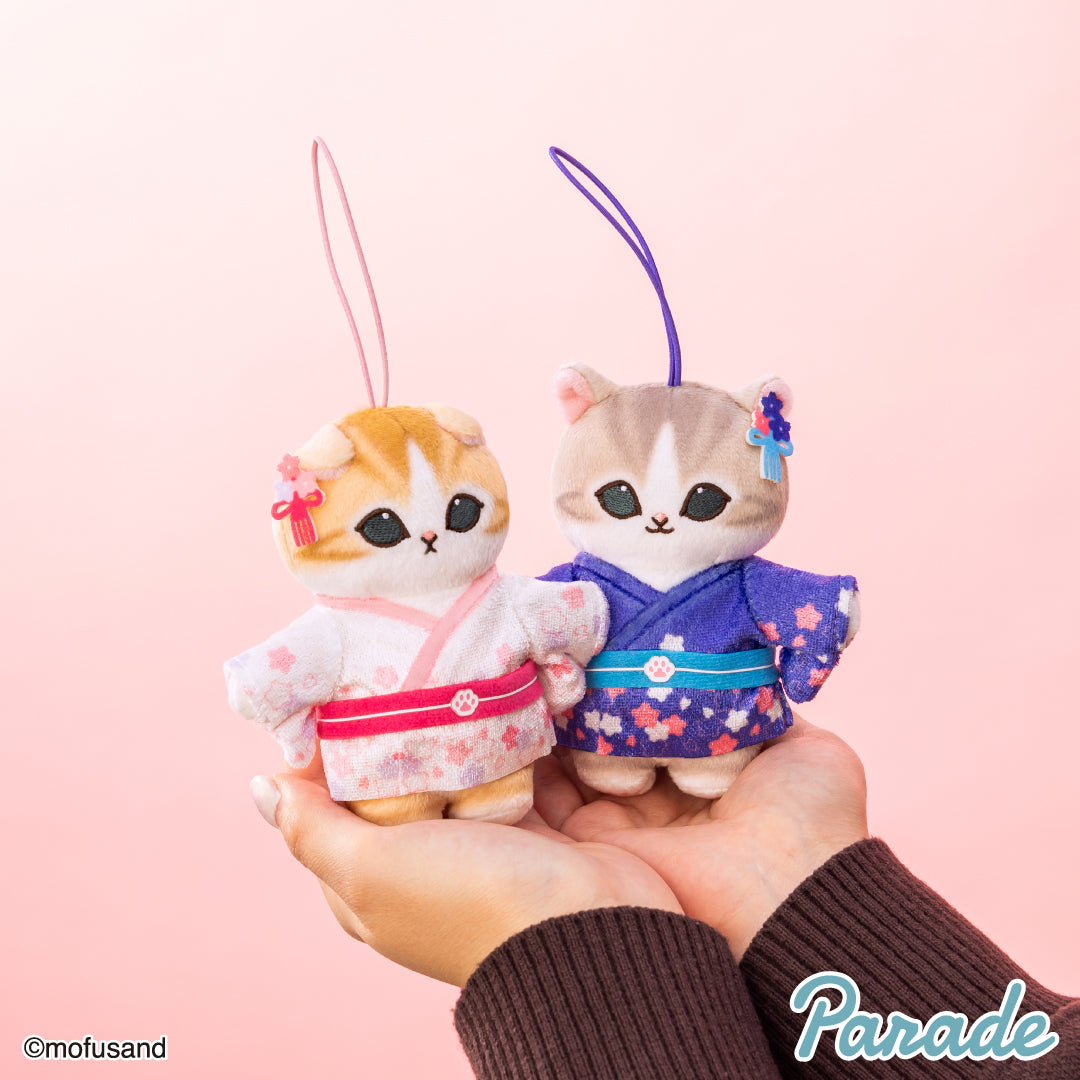 Japan Mofusand Sakura Series | Mofusand Cat in Whale Costume or Kimono Cute Plush Doll Keychain - Kawaii items Room Decoration Doll