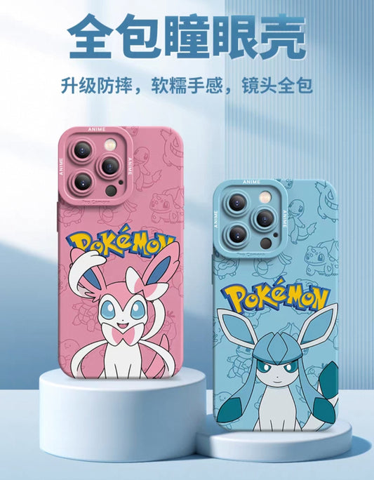 Japanese Cartoon Pokemon Silicone Case Eevee Evolution | Flareon - iPhone Case 6 7 8 PLUS SE2 XS XR X 11 12 13 14 15 16 16e 17 Pro Promax 12mini 13mini