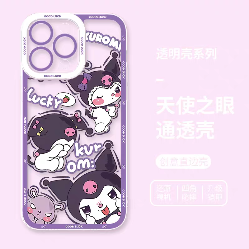 Japanese Cartoon Sanrio Friends Fun Emo Full Screen | Hello Kitty My Melody Kuromi Cinnamoroll Pompompurin Pochacco Hangyodon - iPhone Case PLUS SE2 XS XR X 11 12 13 14 15 16 16e 17 17e Pro Promax 12mini 13mini