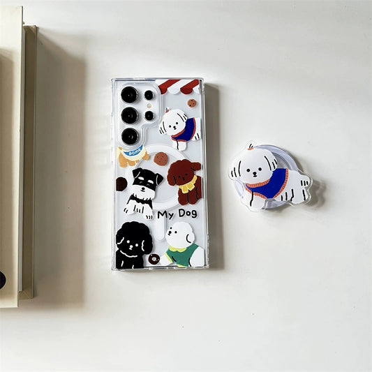 Cute Animal Case with Phone Stand | Many Dog Puppy - Phone Case Samsung Galaxy S24 S23 S22 Ultra